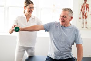 man in short term rehabilitation physical therapy