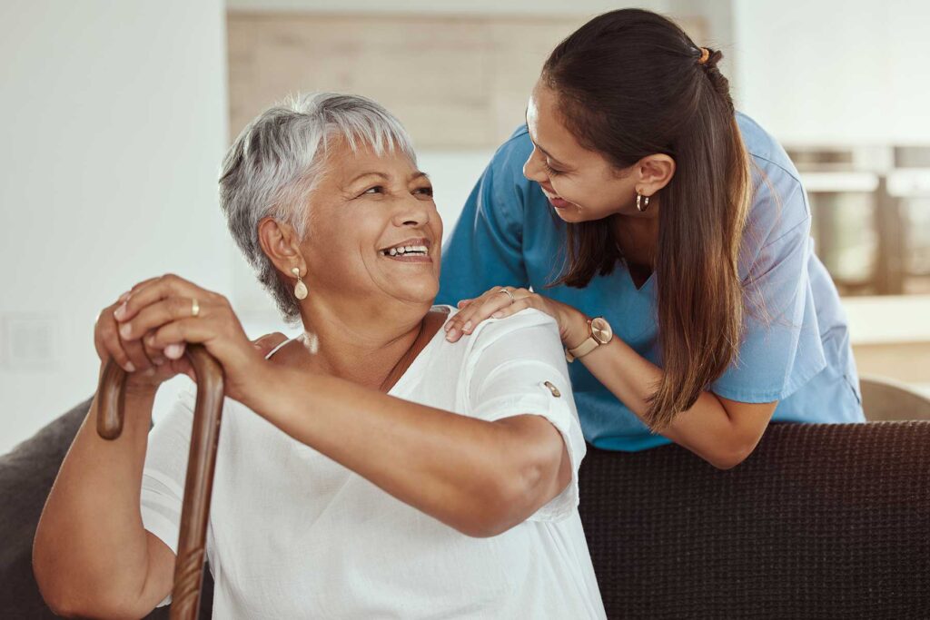 a nurse cares for a senior at buckner retirement communities
