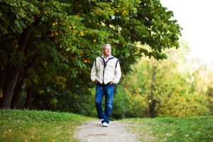 a senior goes on a walk, a staple in many daily routines for seniors